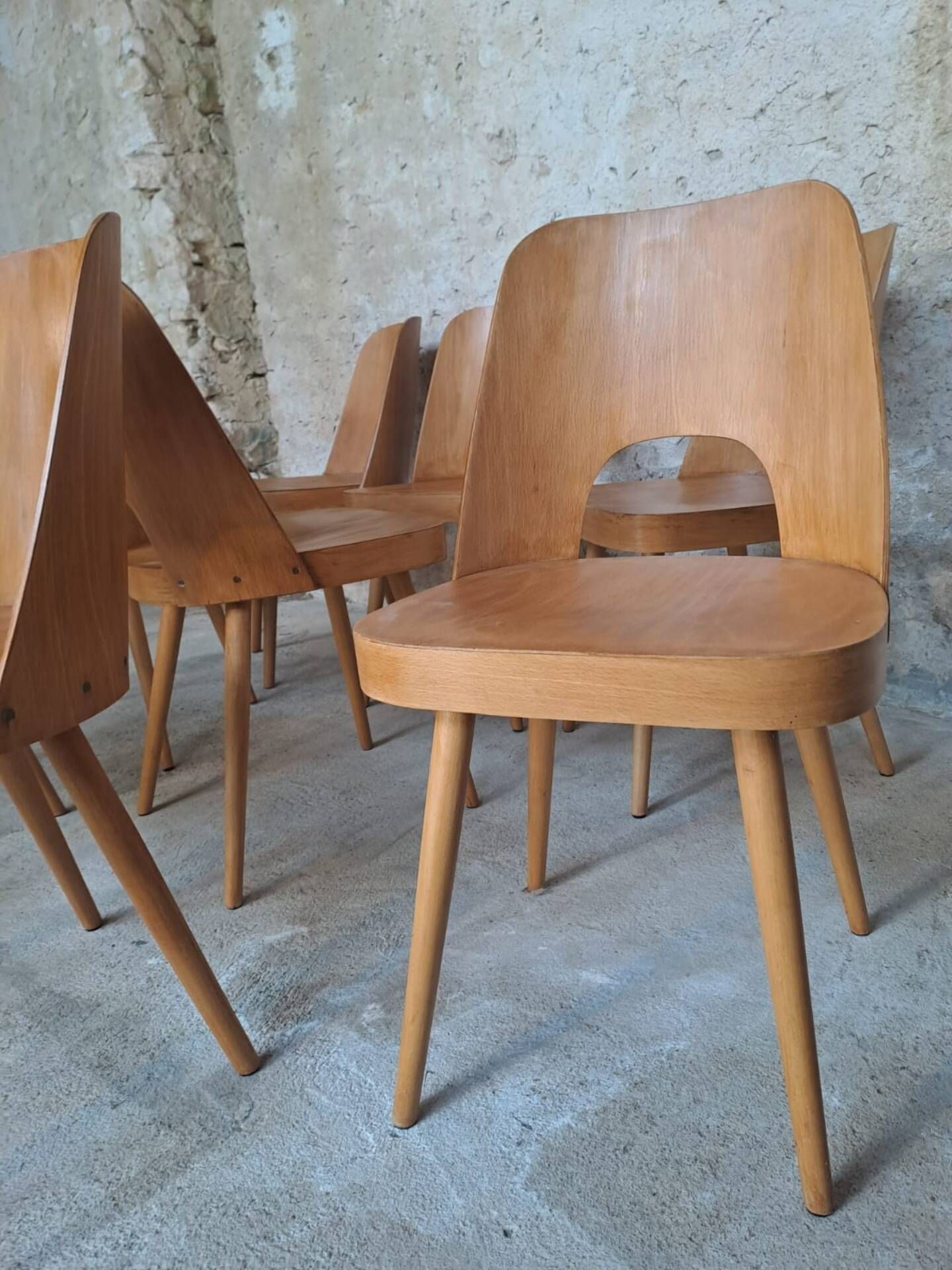 Set of 8 TON515 chairs by Oswald Haerdtl, Czech vintage 1955