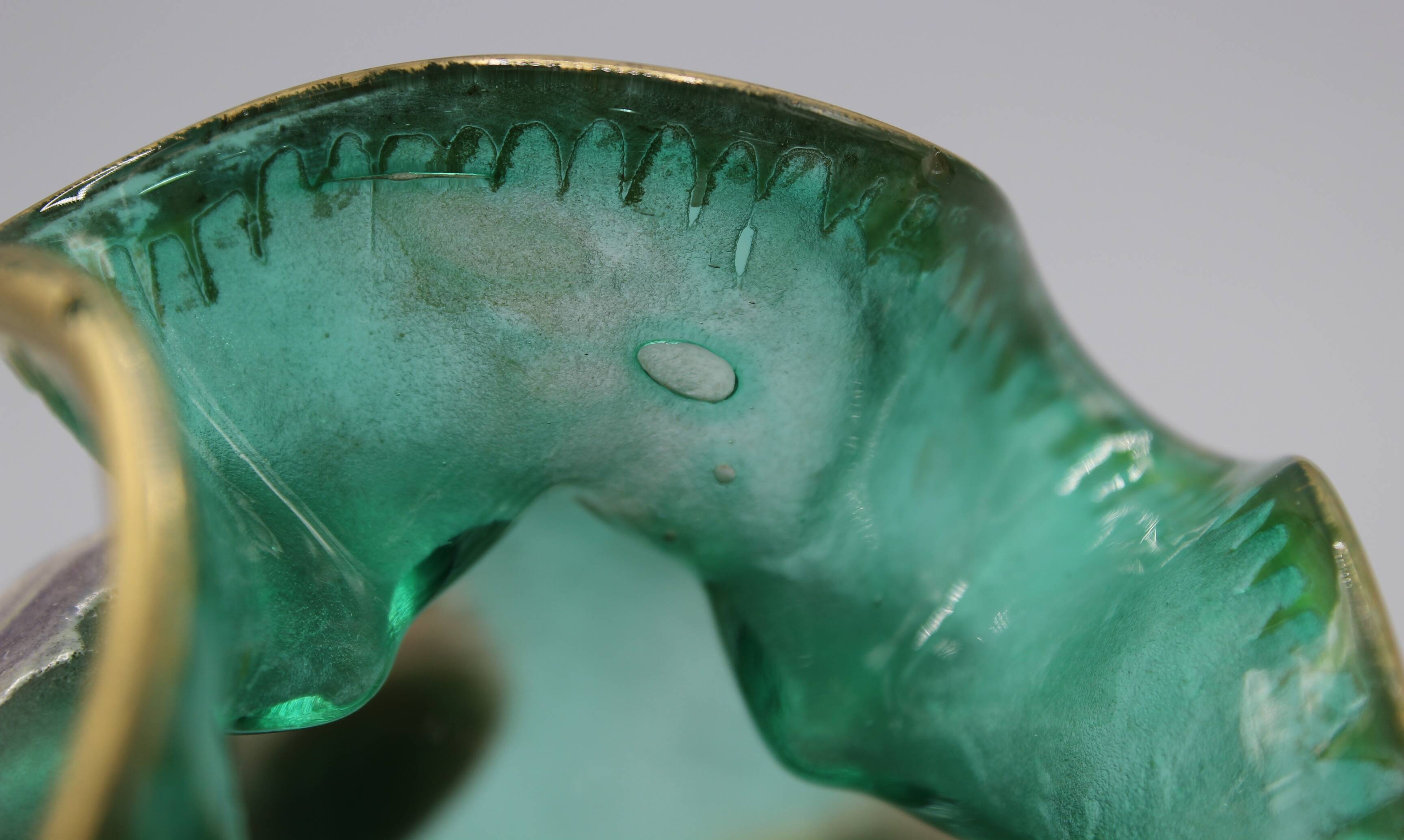 old small frosted glass ball vase floral art nouveau decor legras mont