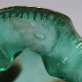 old small frosted glass ball vase floral art nouveau decor legras mont