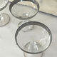 Etched silver rim cocktail coupe glasses set mid century barware