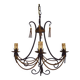 Vintage 4-arm, 4-light chandelier from the 1980s. Brown and gold metal.