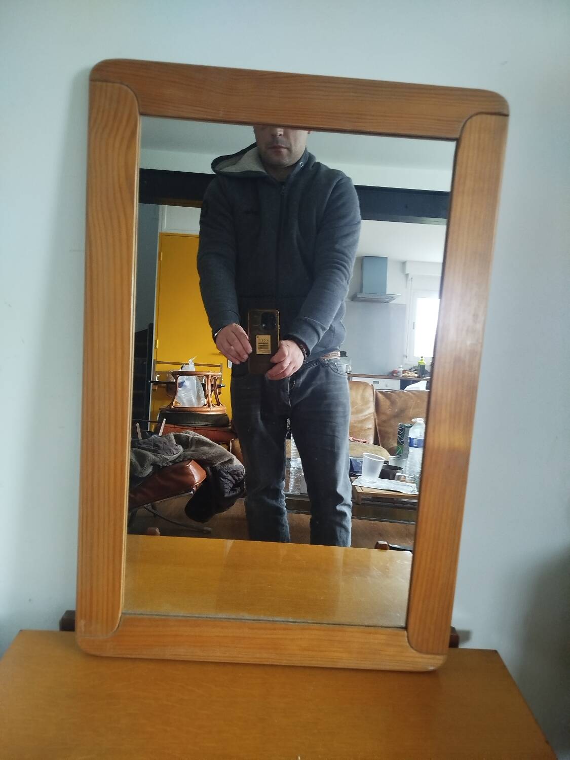 Miroir scandinave vintage en pin