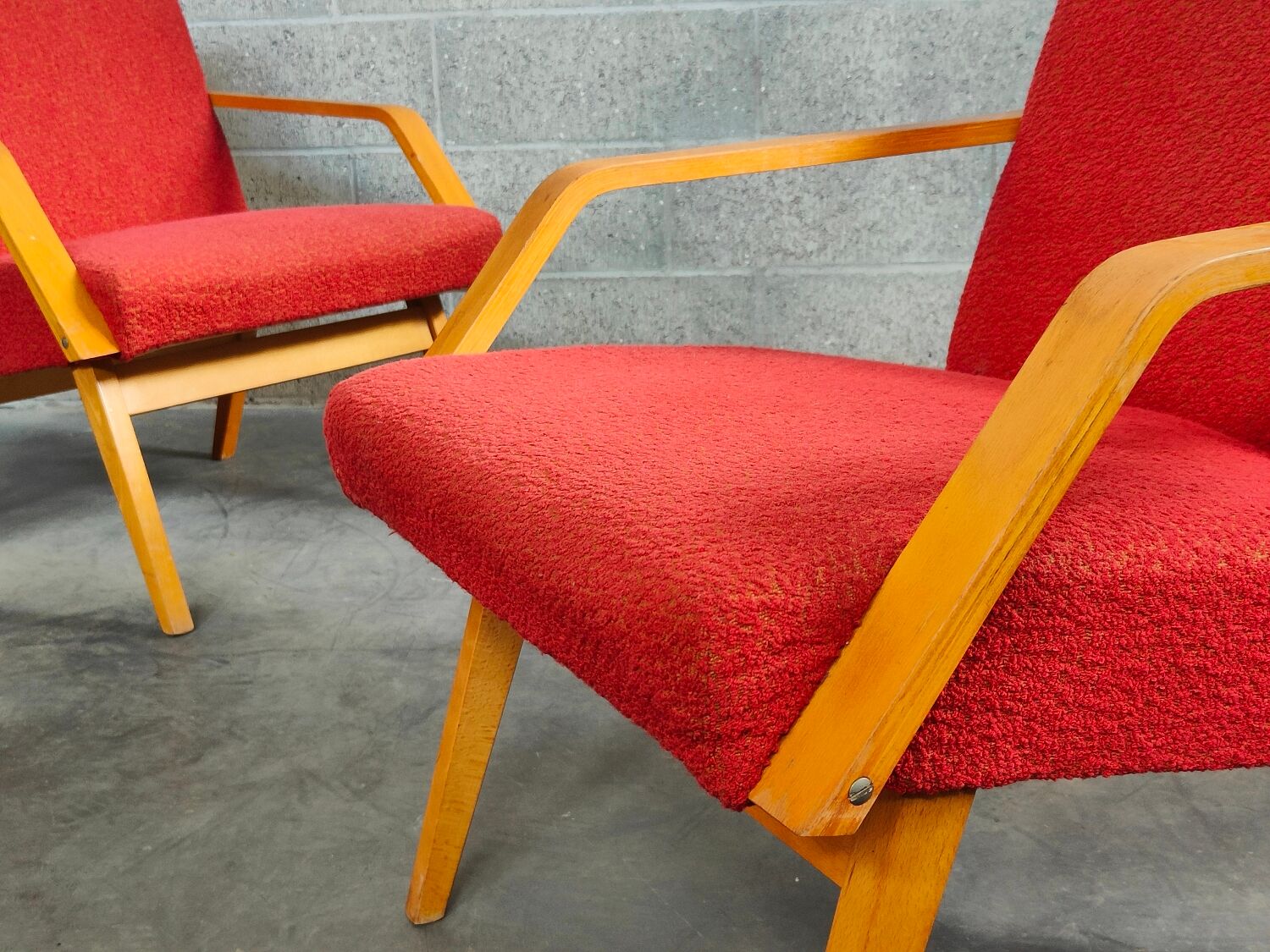 Pair of armchairs red Mier Topolcany 1960