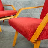Pair of armchairs red Mier Topolcany 1960