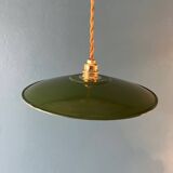 Green enameled sheet metal pendant light