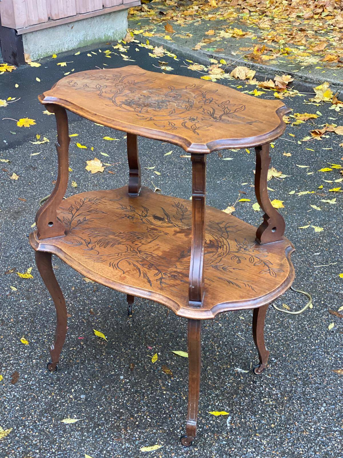 19th century solid wood serving cart