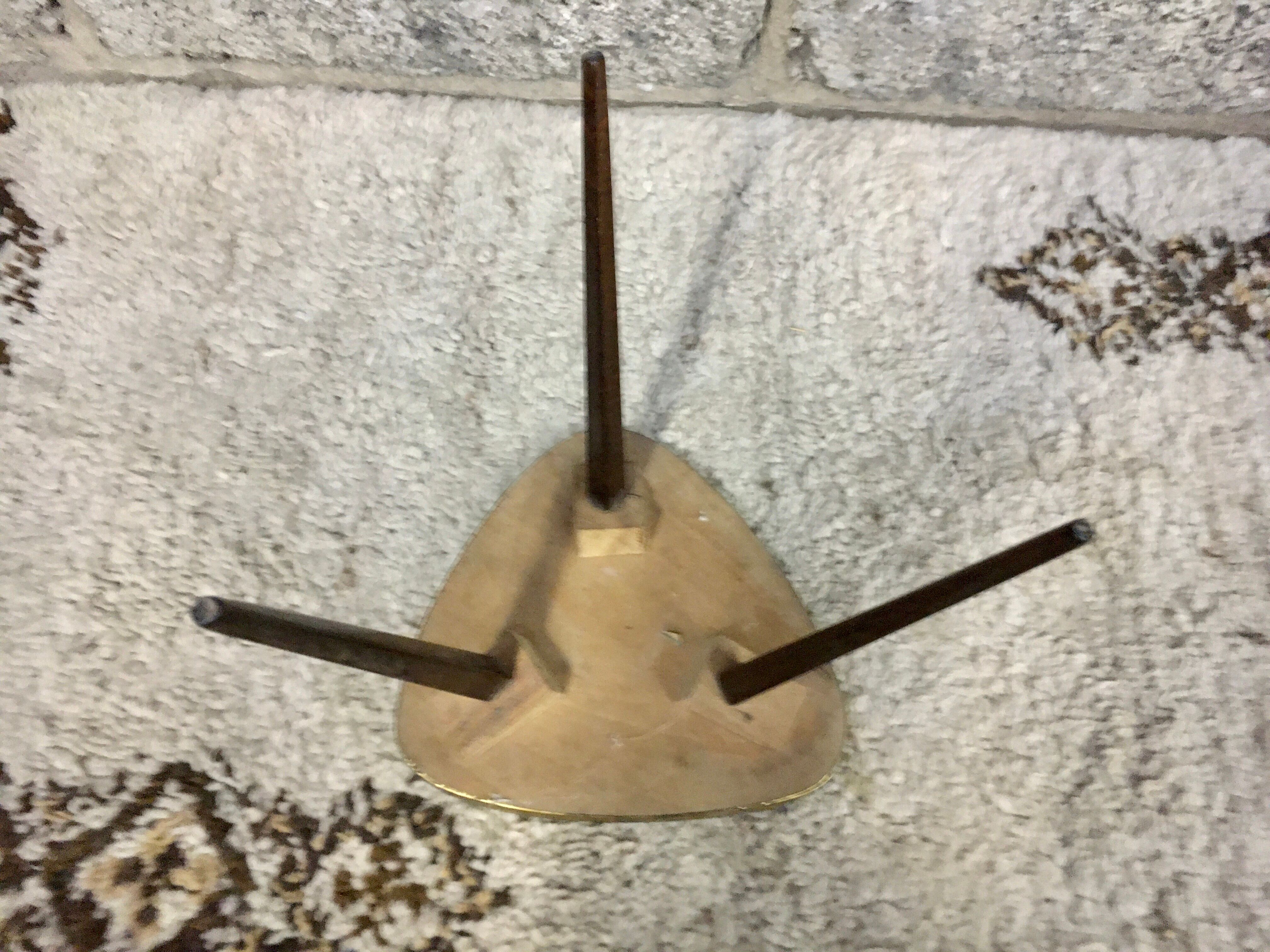 Small triangular gerdone small grey coffee table vintage tripod door midcentury plant 1950 old