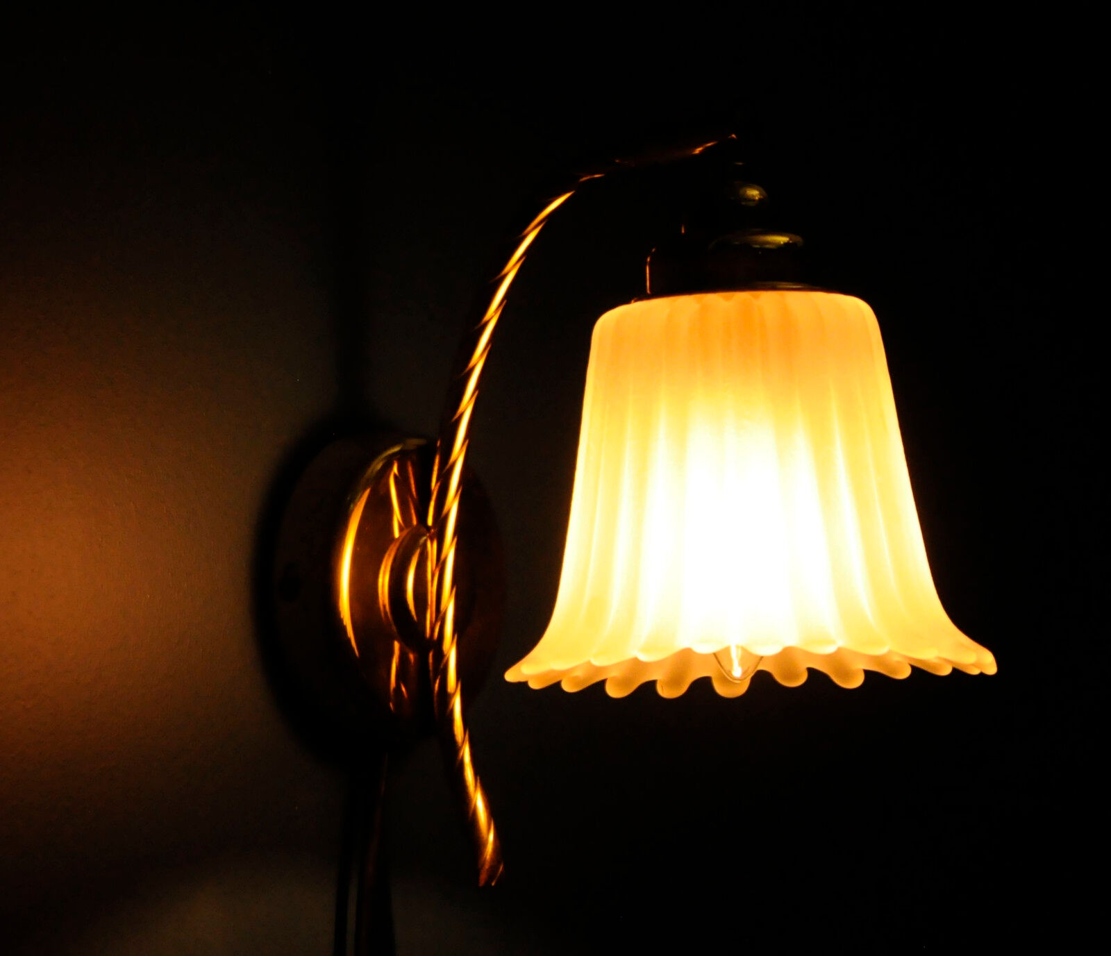 Danish wall lamp, brass and glass