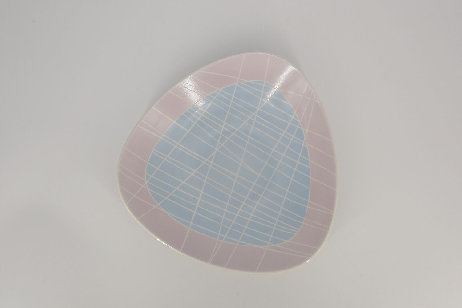 Vintage porcelain plate with stripes motifs from Weimar Porzellan, 1970s