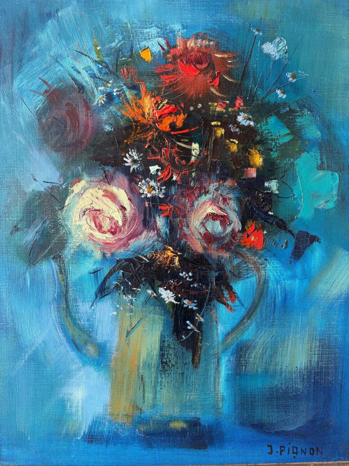 Bouquet of flowers signed Pignon