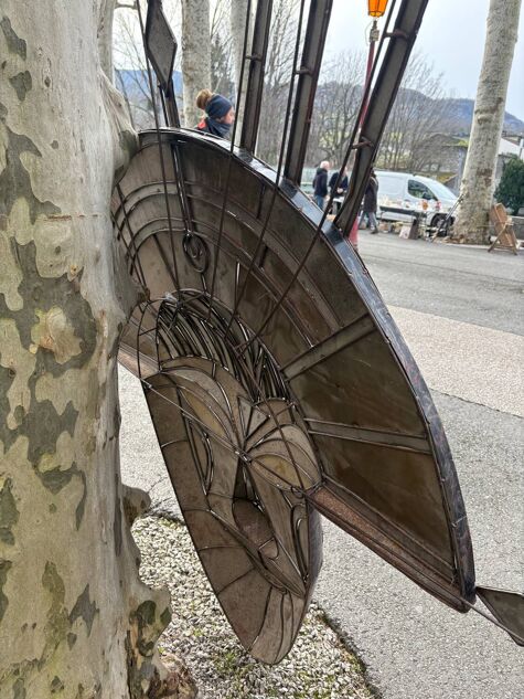 Large African ornamental sheet metal mask