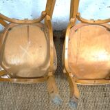 Pair of Baumann type bistro chairs stamped PTT