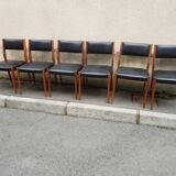 6 scandinavian black and beech chairs