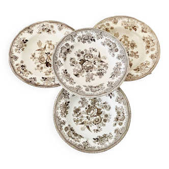Set of 4 antique Gustafsberg Asiatic Phaesants soup plates