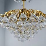 Hollywood Regency chandelier with crystal glass shades by Ernst Palme, Germany, 1960s