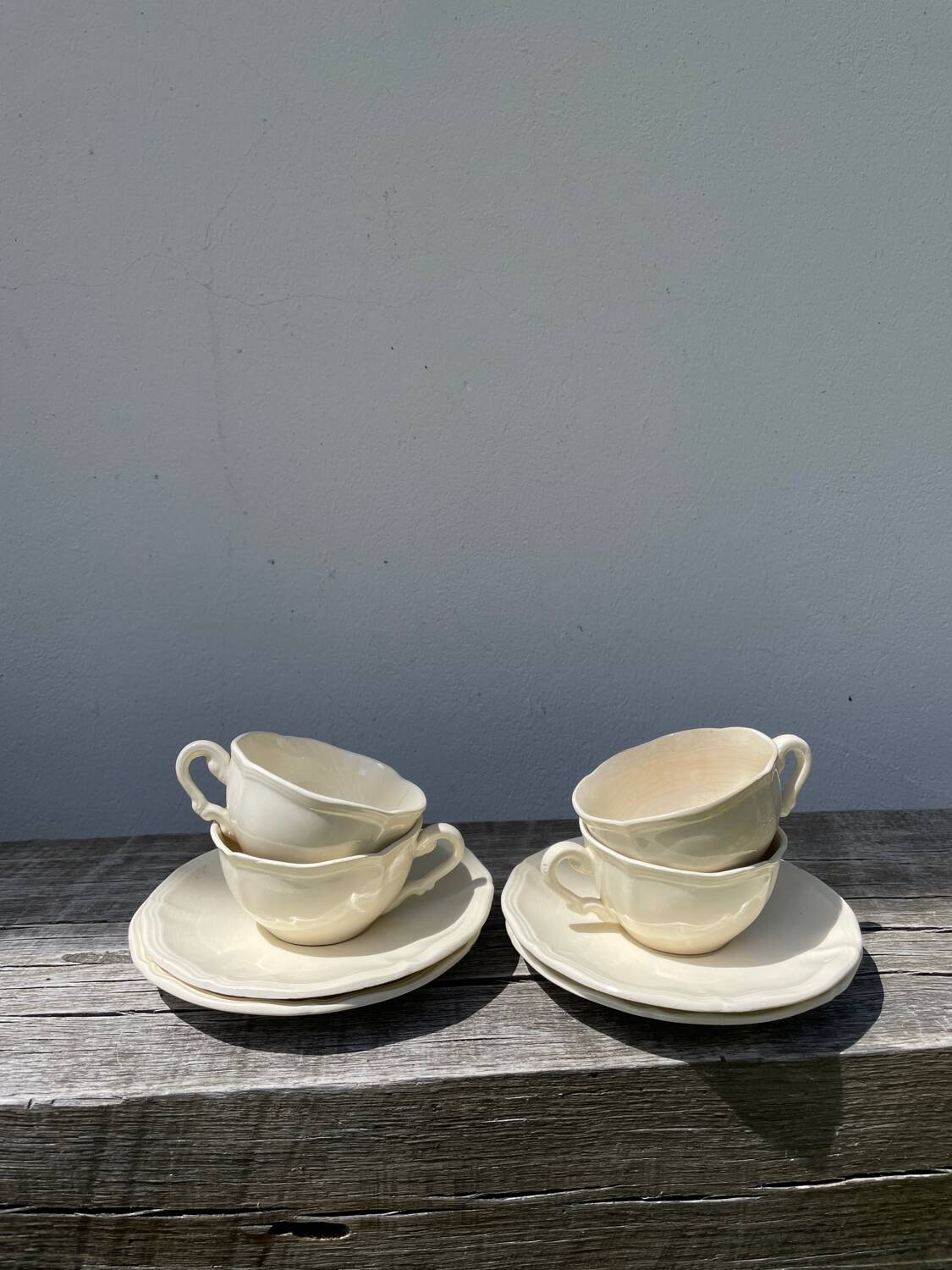 4 tasses beige Sarreguemines unies