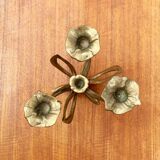 Vintage brutalist floral metal candlestick