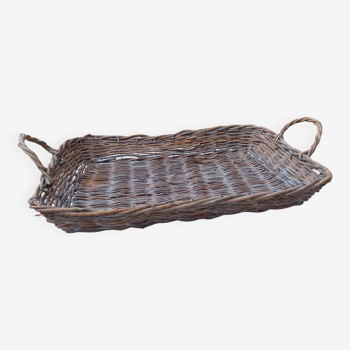 Panier plat panière ancienne châtaigner 49 cm