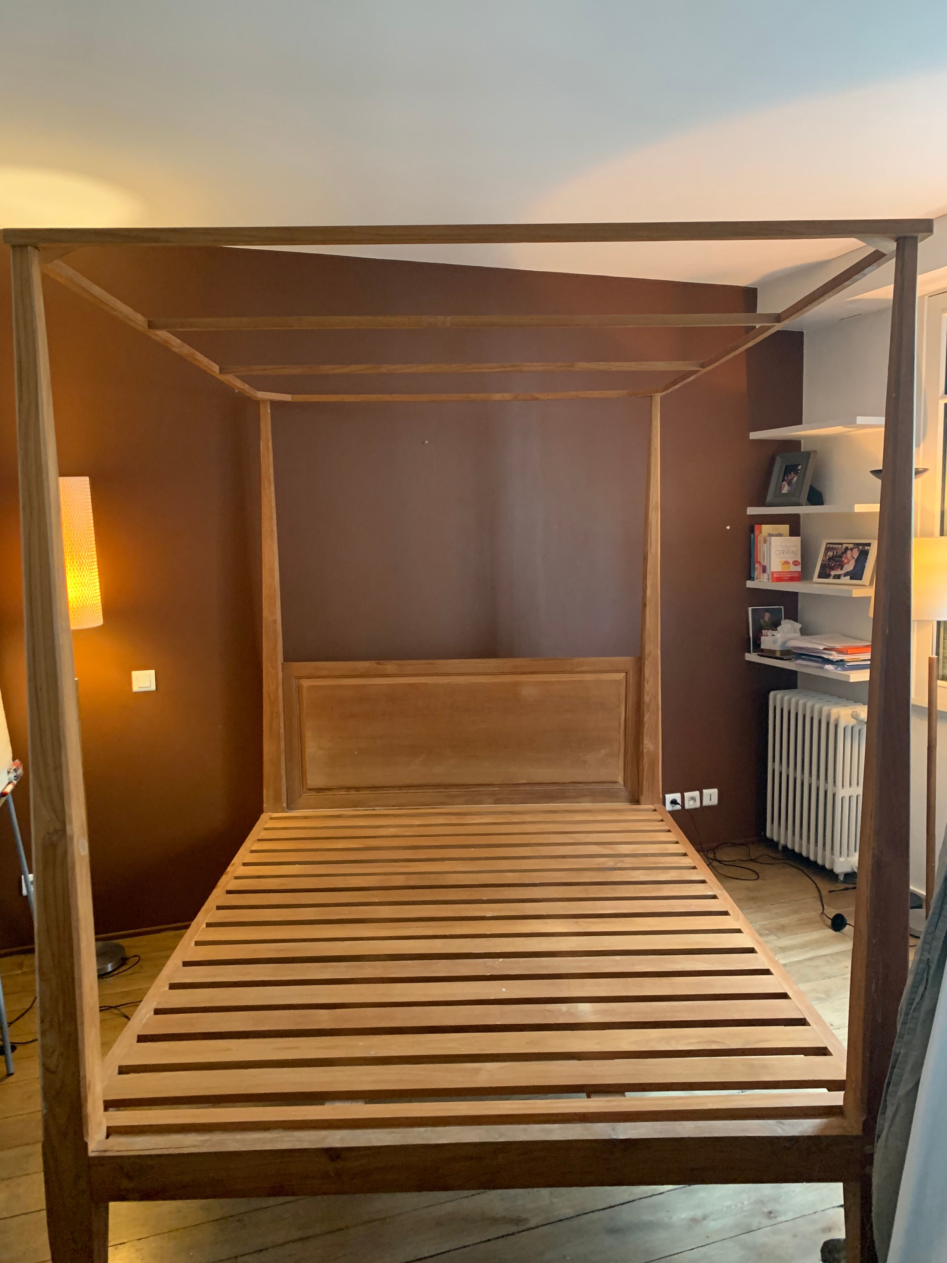 Solid teak canopy bed 160x200