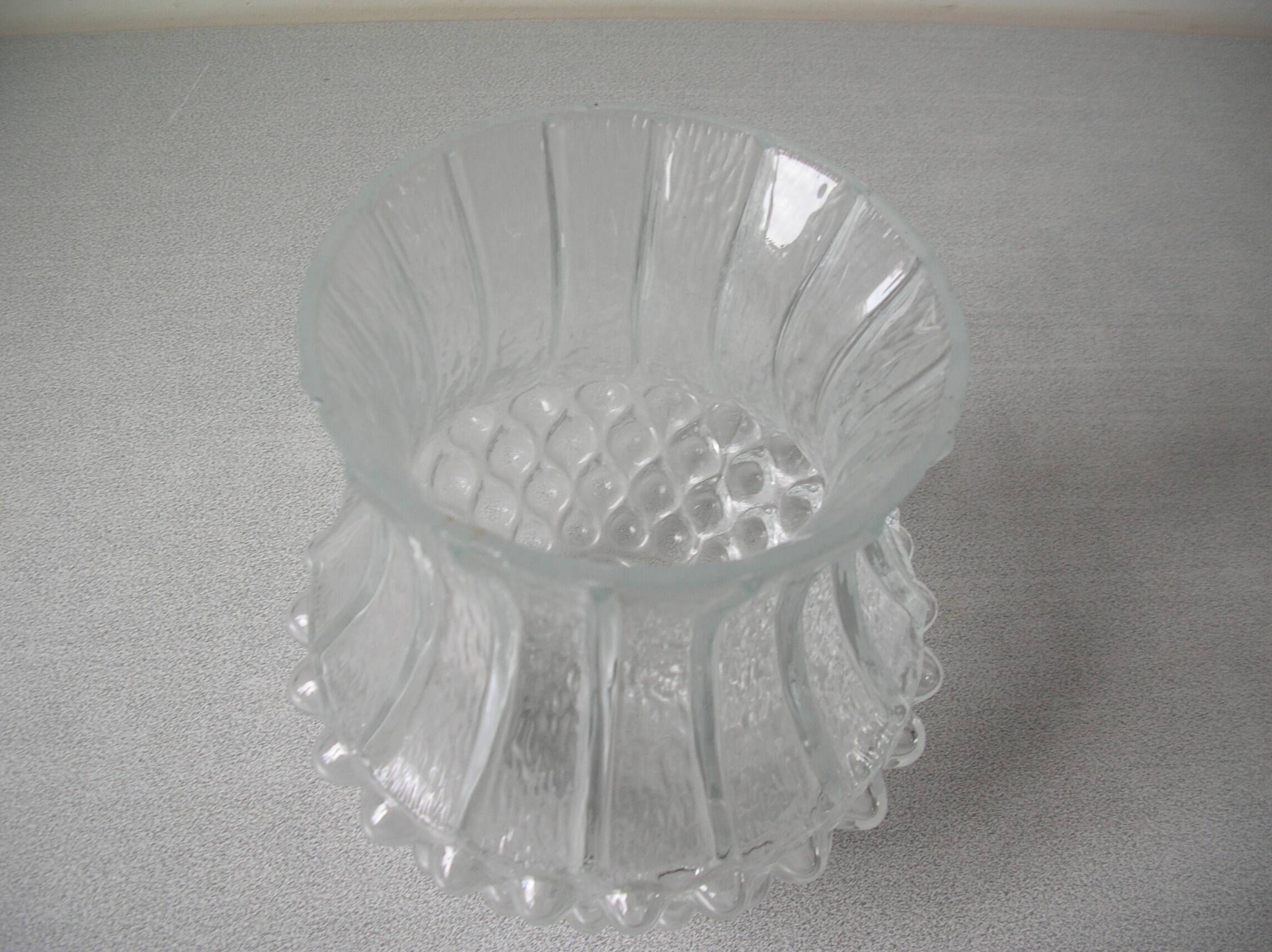 Old globe lamp shade chandelier lighting fixture in glass relief decor 16 cm