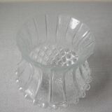 Old globe lamp shade chandelier lighting fixture in glass relief decor 16 cm