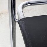 Suite of 4 chairs in chromed metal and leather by Giovanni Carini for Planula - 70s