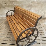 Antique garden bench cast iron with old beams 210 cm