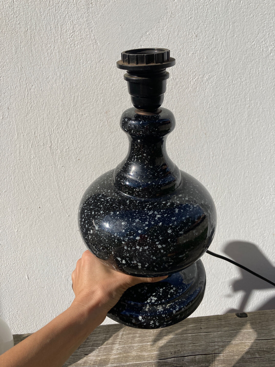 Black Memphis 80 speckled ceramic lamp base
