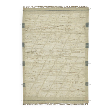 Handmade Turkish One of a Kind 201 cm x 295 cm Beige Wool Carpet