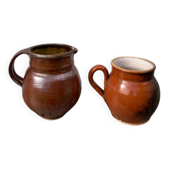 Signed Wabi Sabi vases / antique pink ceramic jar / jug