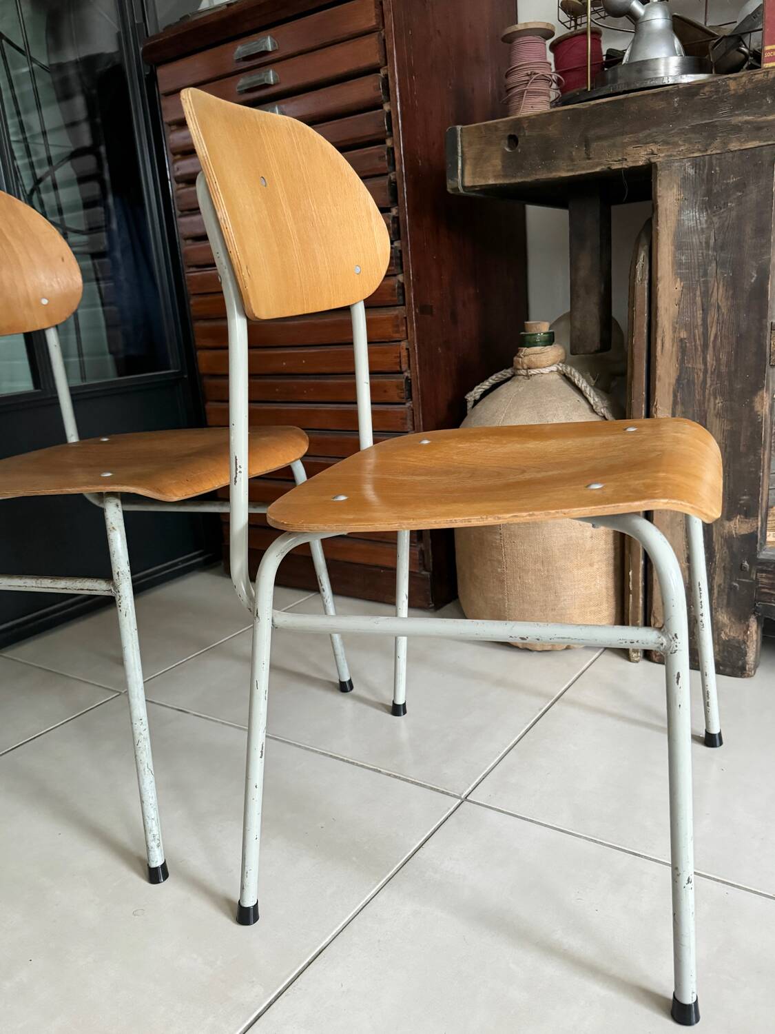 Old vintage adult school chair