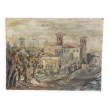 Old painting on cardboard