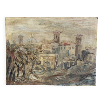 Old painting on cardboard