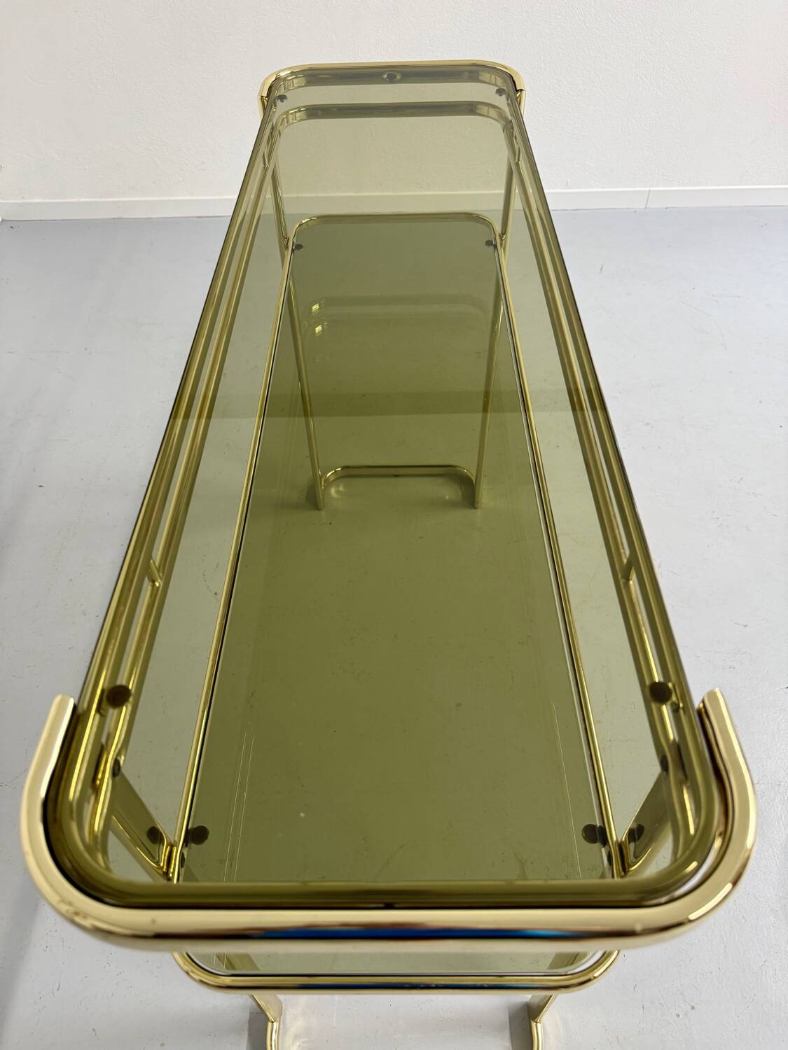 Antique gilt brass console table by Italian designer Milo Baughman for More