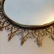Miroir doré Chaty Vallauris signé en fer forgé Vintage, 1960.