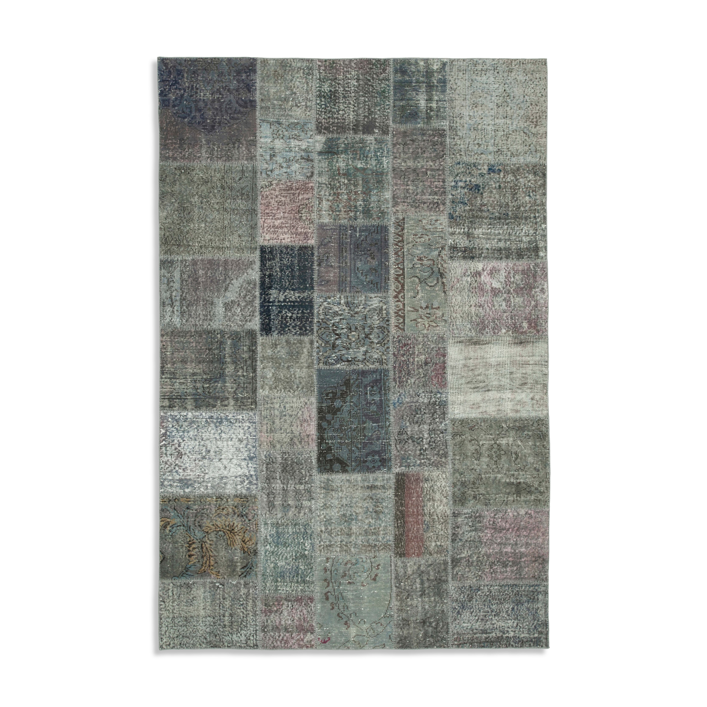 Handmade Oriental Contemporary 200 cm x 300 cm Grey Patchwork Carpet