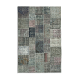 Handmade Oriental Contemporary 200 cm x 300 cm Grey Patchwork Carpet