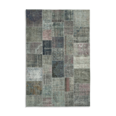 Tapis oriental contemporain 200 cm x 300 cm gris patchwork tapis handmade