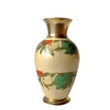 Vintage brass vase with cloisonné enamel floral decoration
