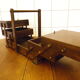 Wooden sewing box to lay from the 1960s/70s