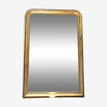 Miroir Louis-Philippe perlé doré à la feuille d’or, quelques imperfections 146cm/101cm