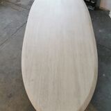 Large oval coffee table in travertine and metal