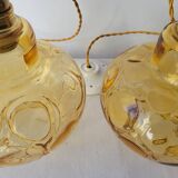 Amber faceted glass pendant light