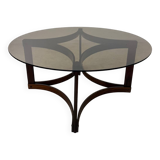 Antique rosewood coffee table with glass top designed by Ingmar Relling for Westnofa, vintage 70s