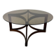 Ancienne table basse en palissandre et plateau de verre design Ingmar Relling pour Westnofa vintag annees 70