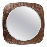 Crystal Art Sculpted Textured Wall Mirror Gold Bronze Mid-Century, Italy, 1960s