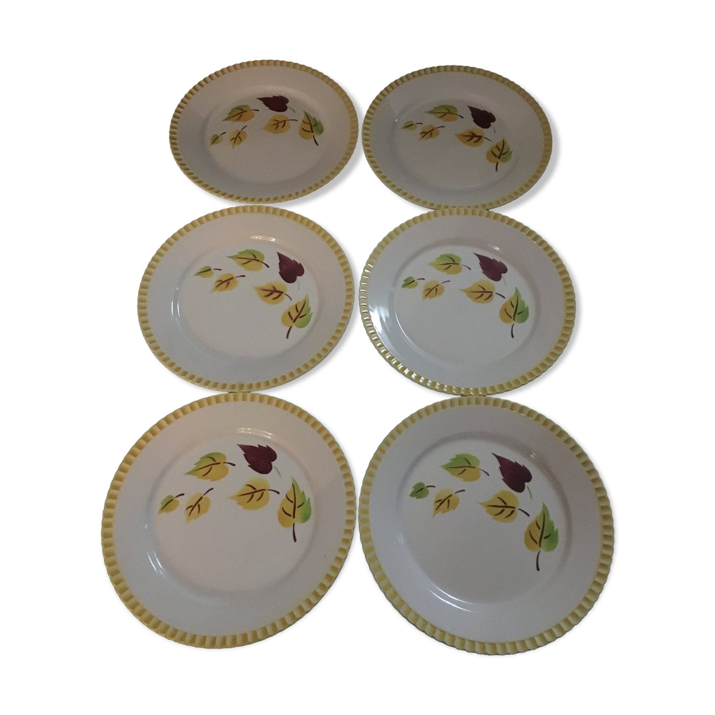 Set of 6 flat plates sarreguemines digoin