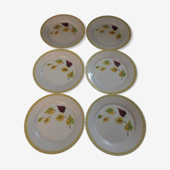 Lot de 6 assiettes plates sarreguemines digoin