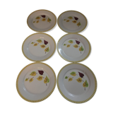 Set of 6 flat plates sarreguemines digoin