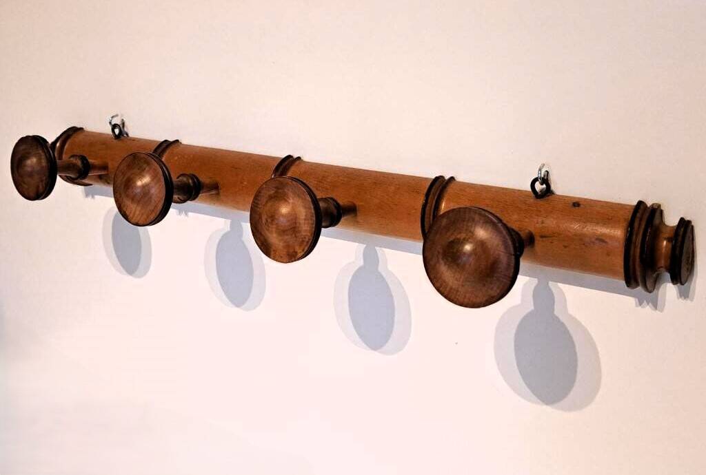 Coat rack "bamboo" with 4 old hooks.